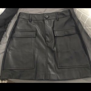 Zara Black Faux Leather Skirt in size S